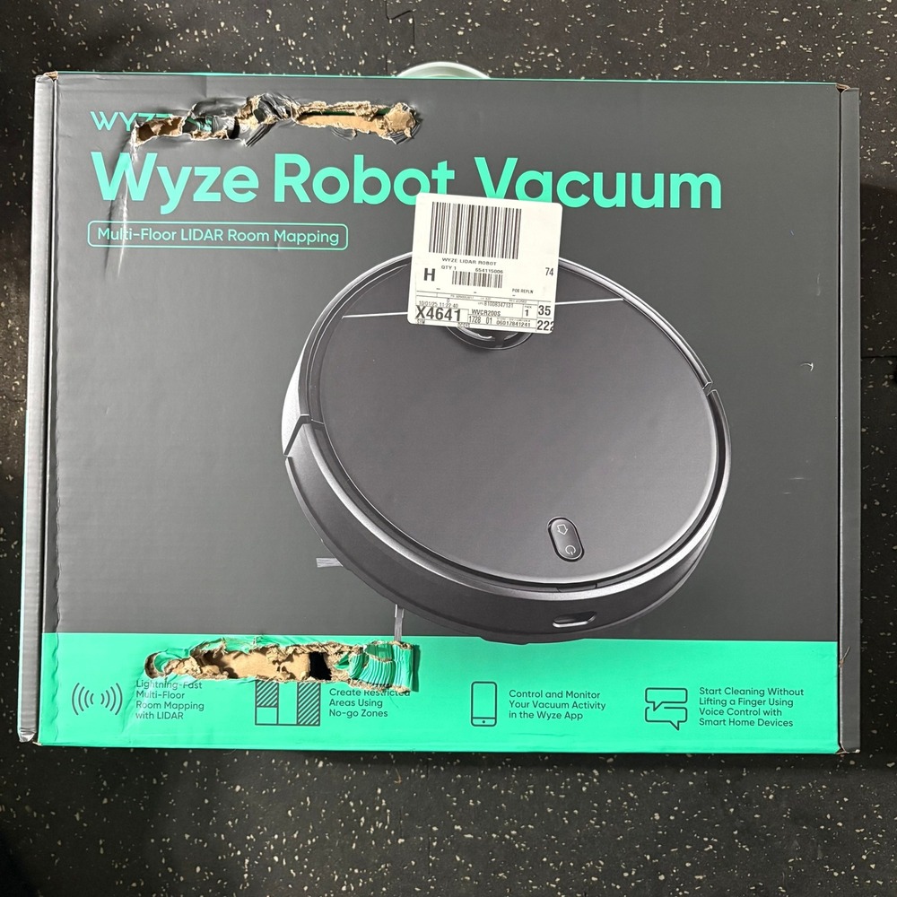 Wyze Robot Vacuum WVCR200S LiDAR Room Mapping Black Smart App Control New